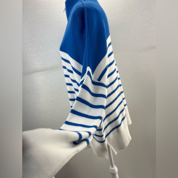 Striped Sweaters Half Zipper Long Sleeve Ribbed Knit Loose Oversized Pullover M - Picture 11 of 17